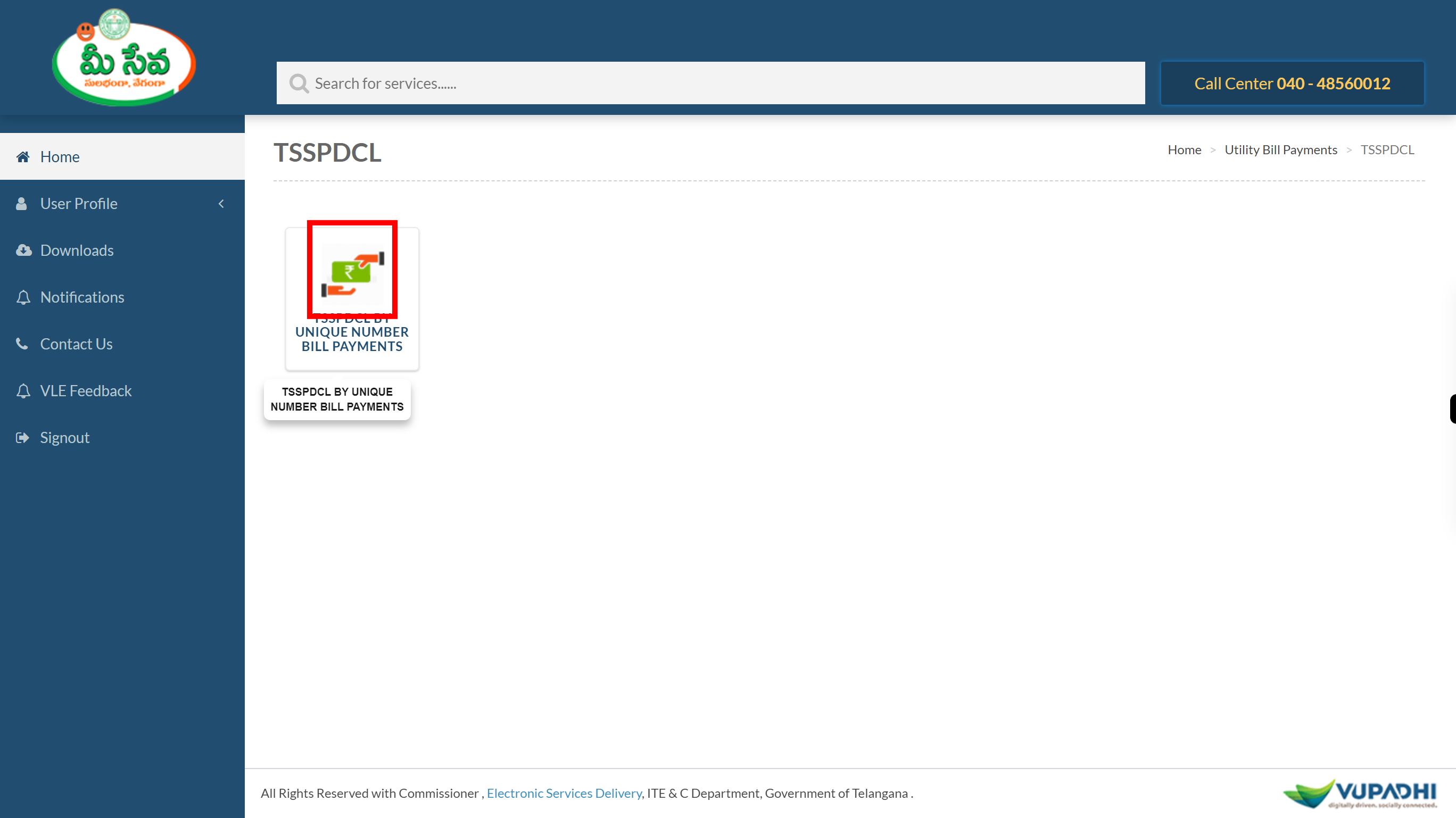 Welcome to Telangana MeeSeva Portal...