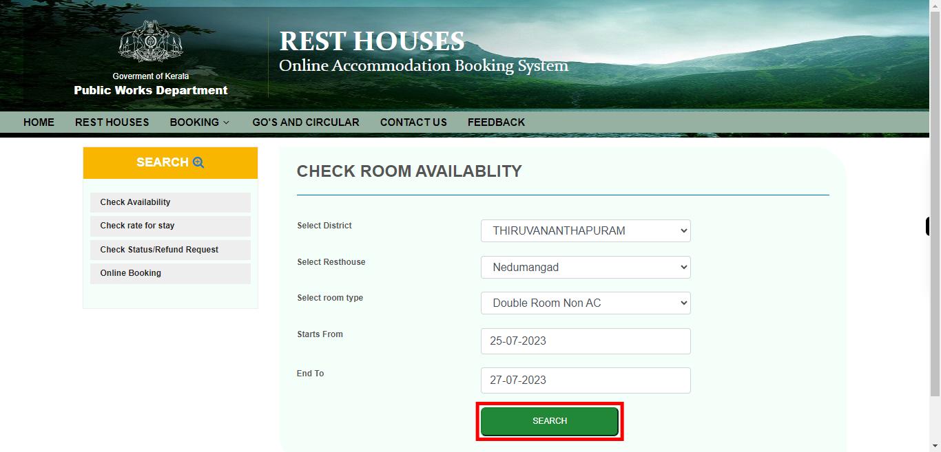 PWD | Rest House Booking - Kerala