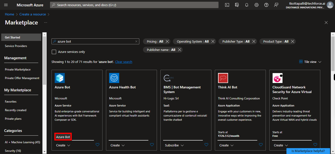 Marketplace - Microsoft Azure