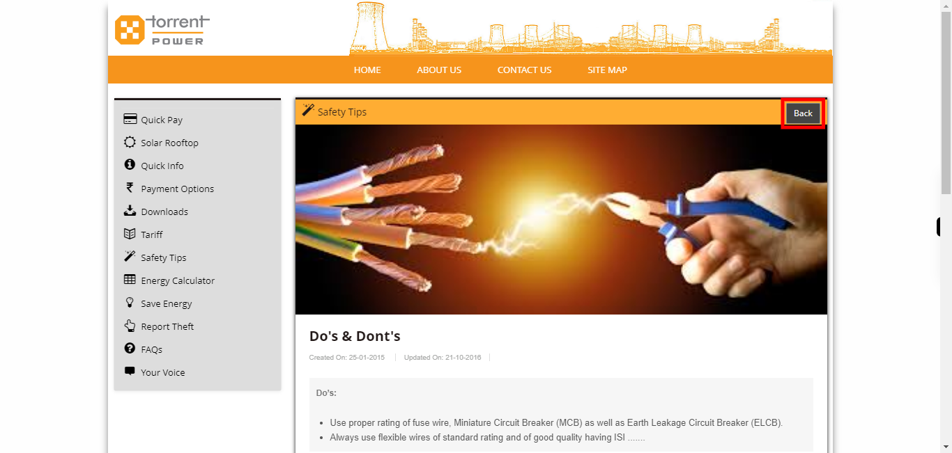 Torrent Power Customer Portal - SafetyTips