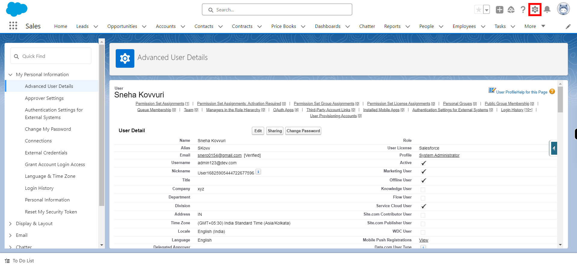 Advanced User Details | Salesforce