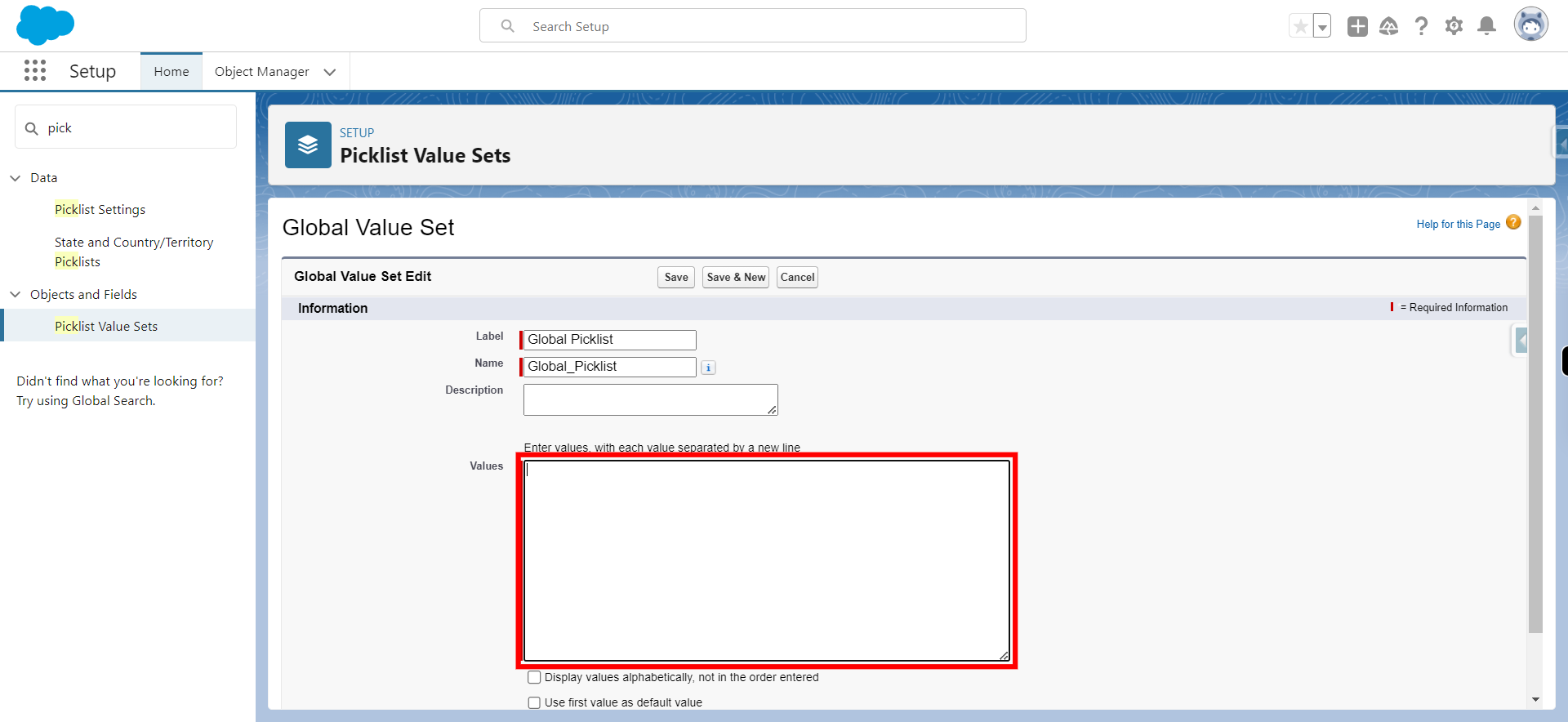 Picklist Value Sets | Salesforce