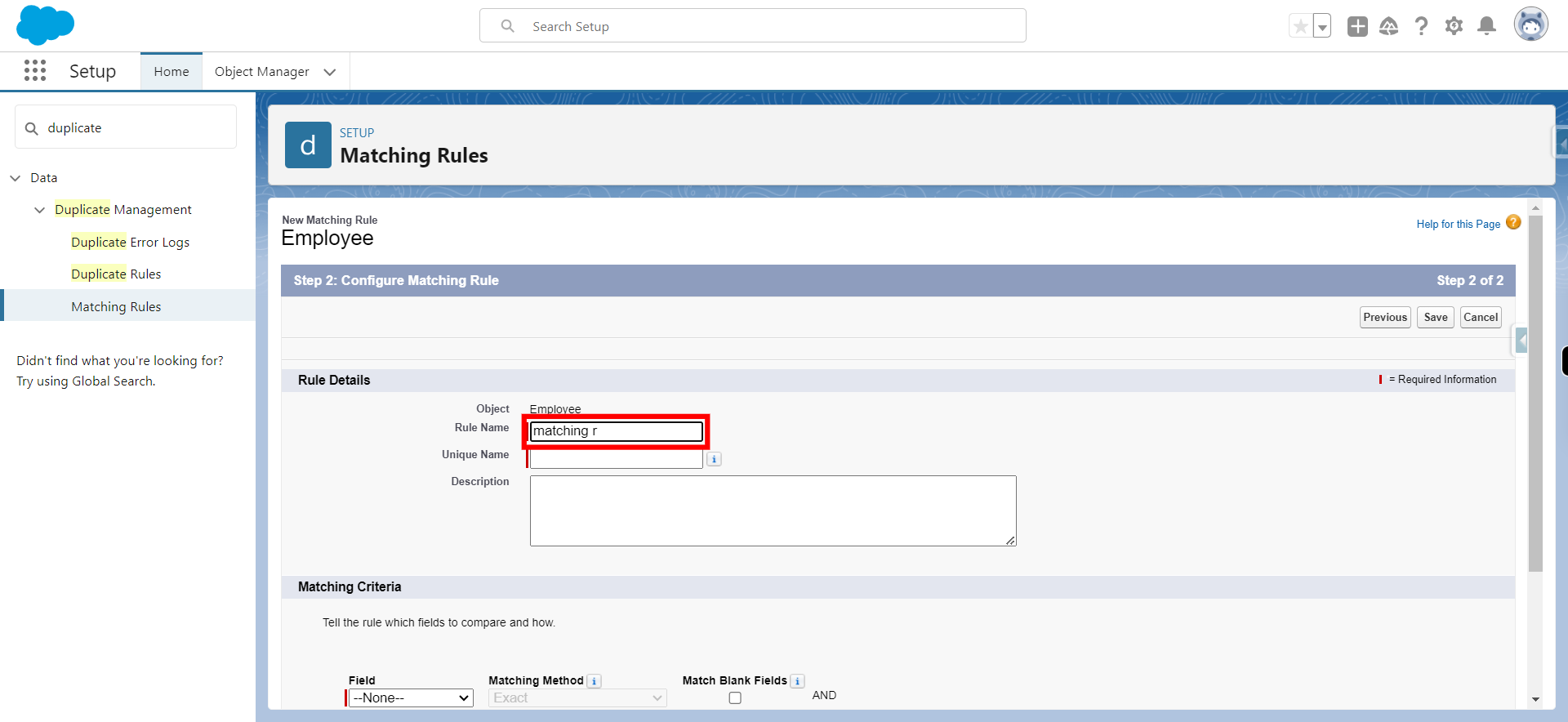 Matching Rules | Salesforce