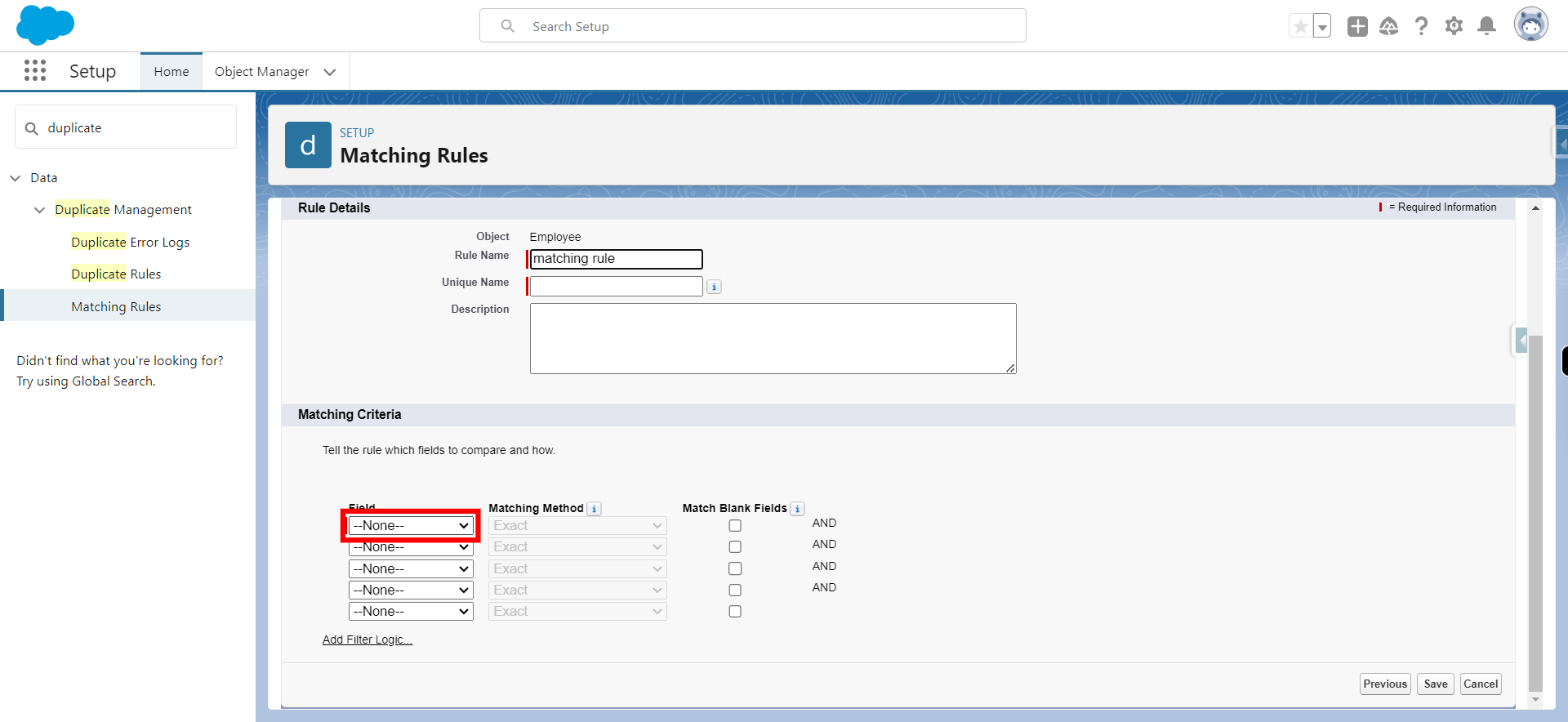 Matching Rules | Salesforce