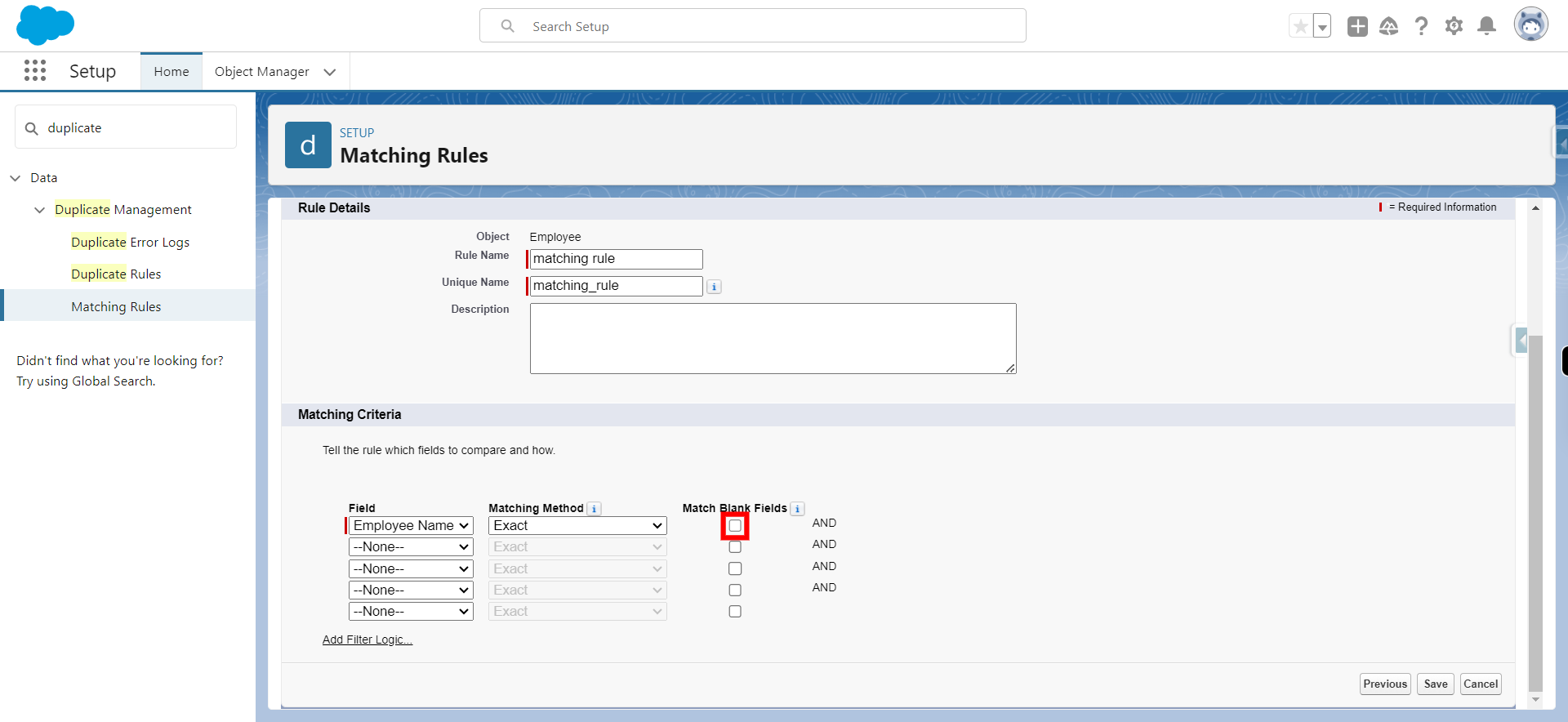 Matching Rules | Salesforce