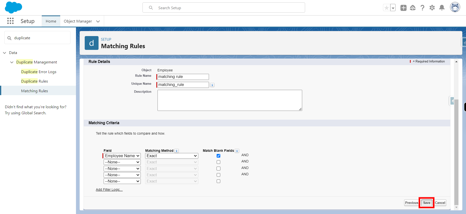 Matching Rules | Salesforce