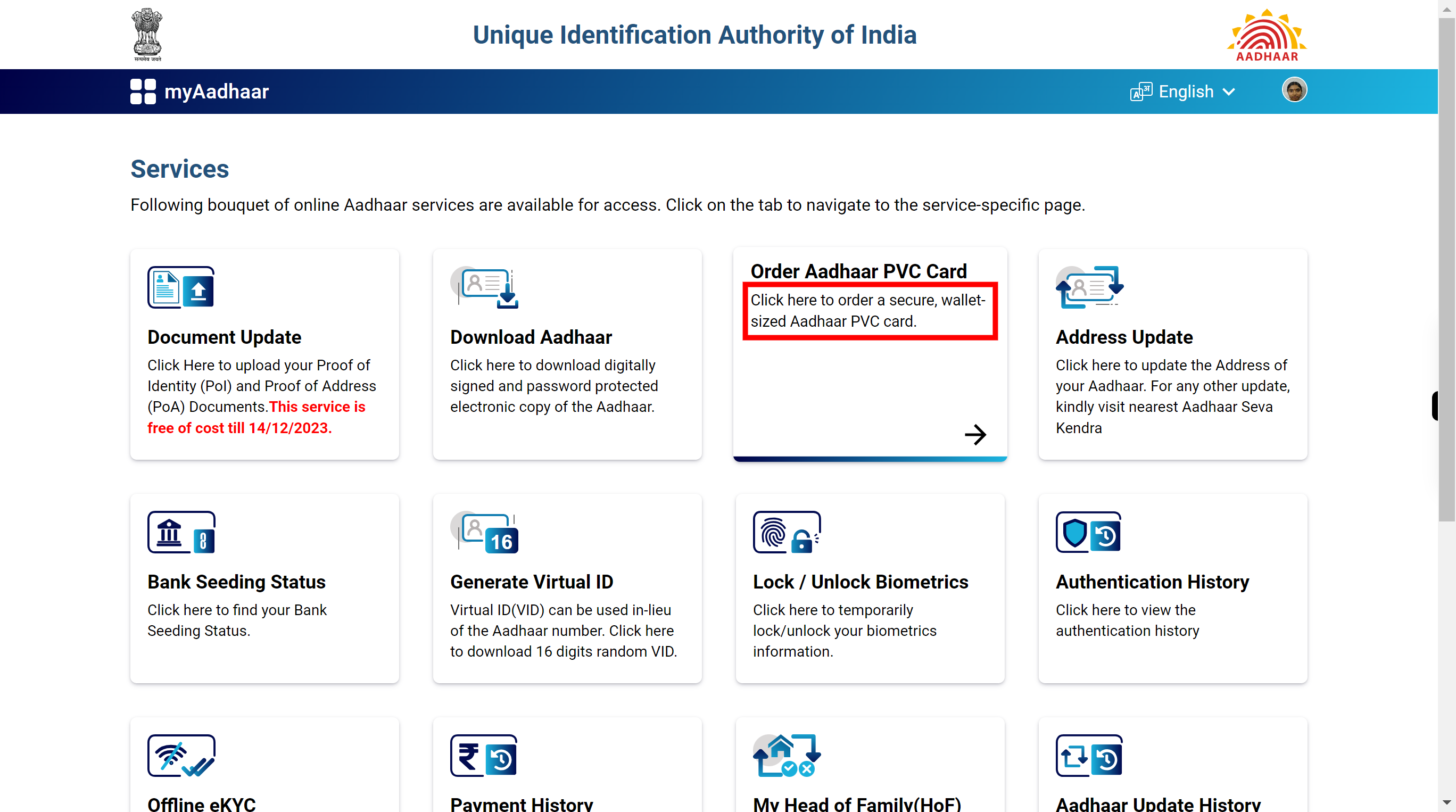 myAadhaar - Unique Identification Authority of India | Government of India