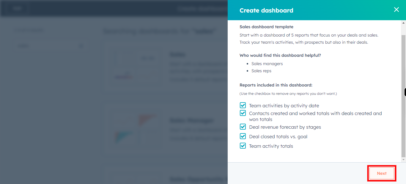 Create Dashboard | HubSpot