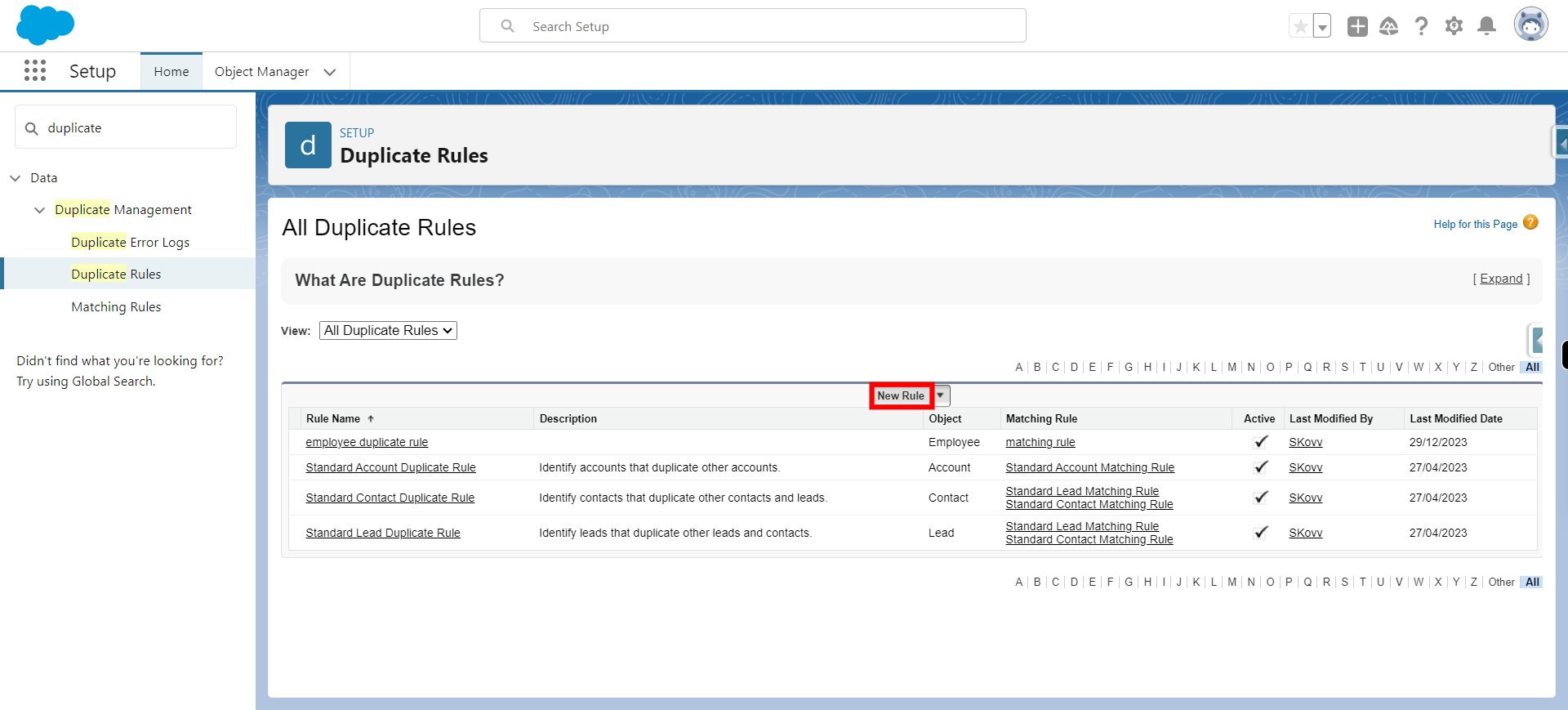 Duplicate Rules | Salesforce