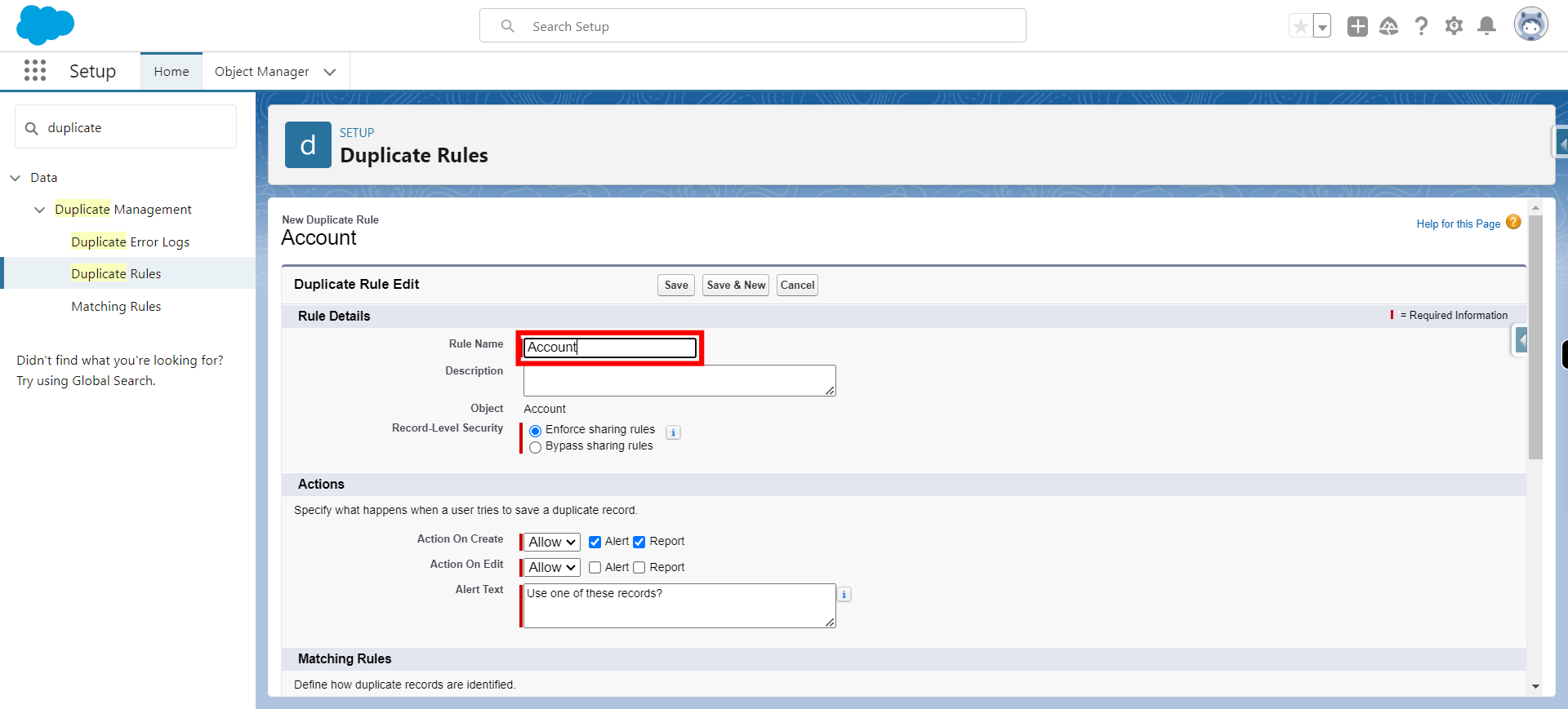 Duplicate Rules | Salesforce