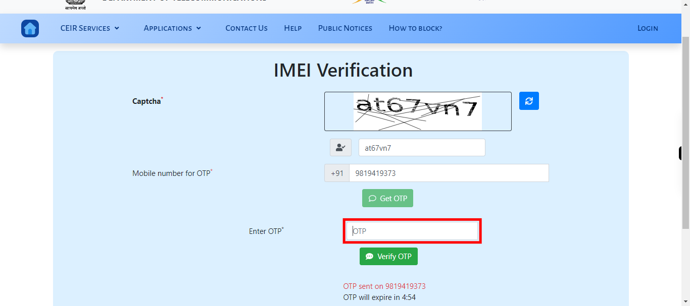 CEIR IMEI Verification