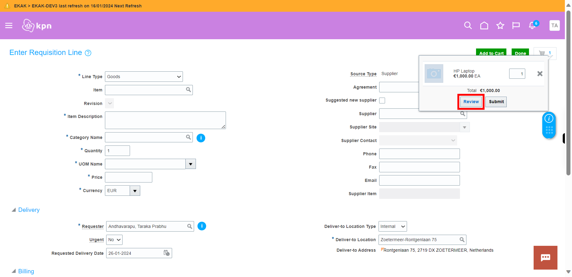 Shop - Purchase Requisitions - Oracle Fusion Cloud Applications