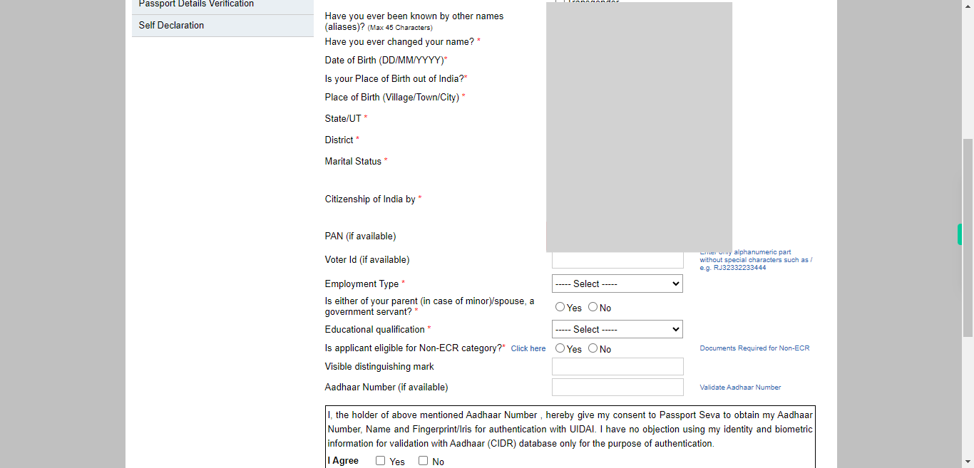 Applicant Details : Apply for Fresh Passport / Reissue of Passport | Passport Seva
