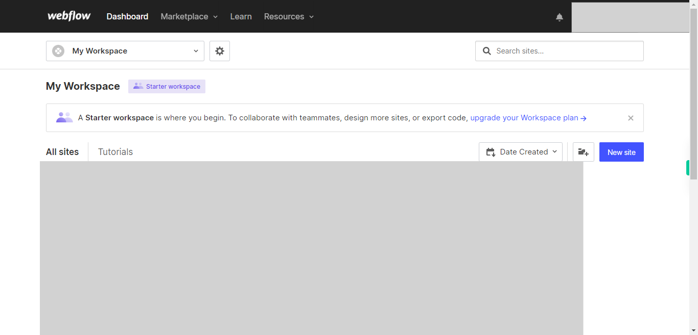 My Workspace Sites - Webflow