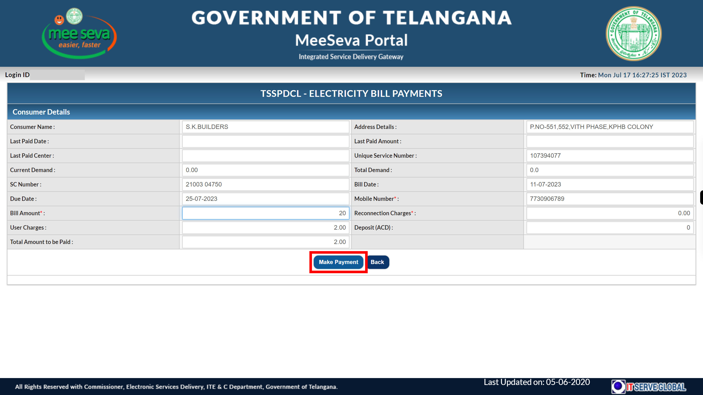 TSSPDCL - ELECTRICITY BILL PAYMENTS