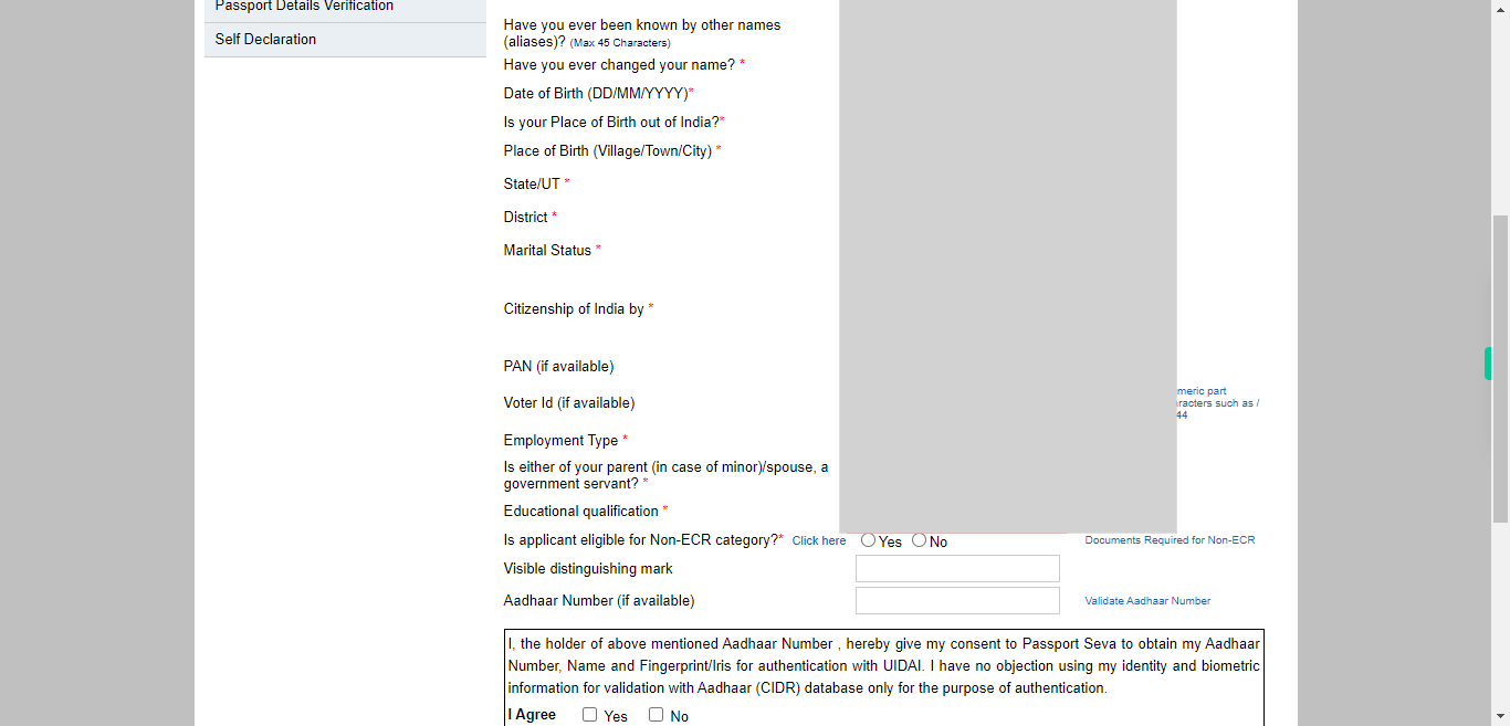 Applicant Details : Apply for Fresh Passport / Reissue of Passport | Passport Seva
