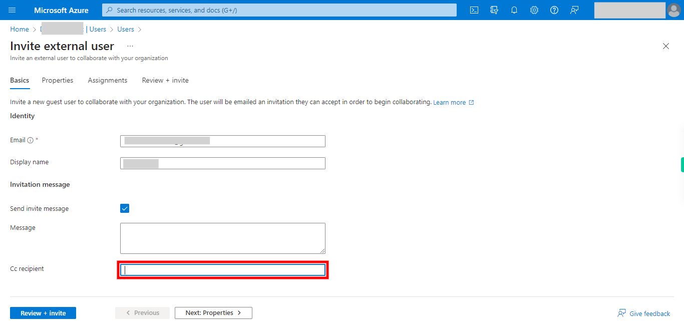 Invite external user - Microsoft Azure