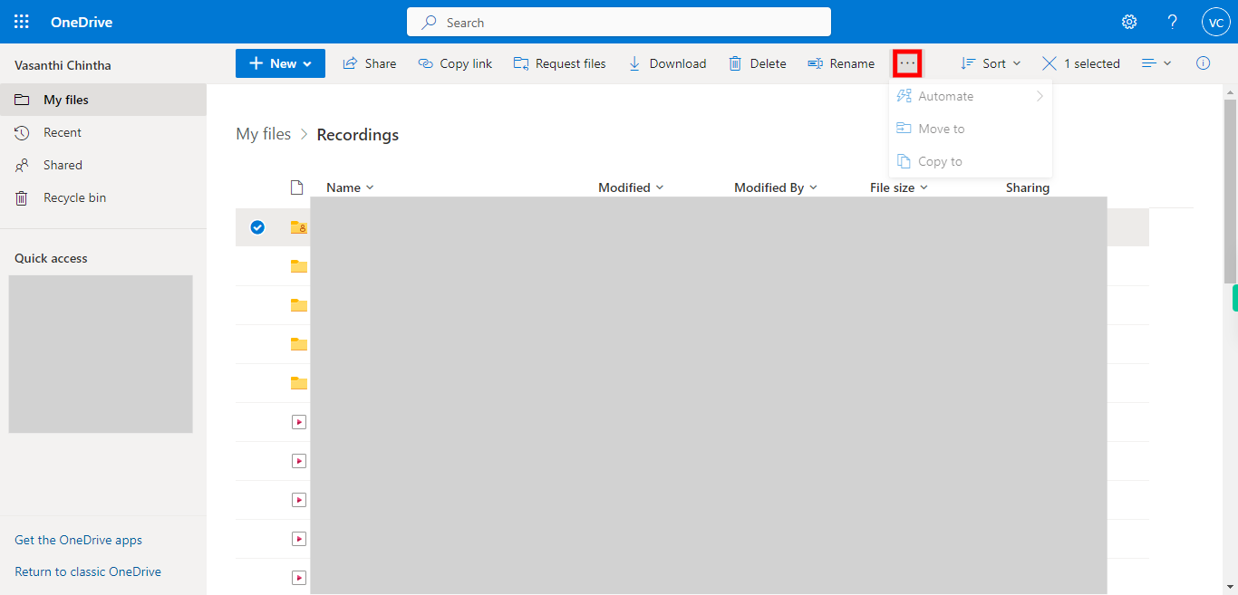 Recordings - OneDrive