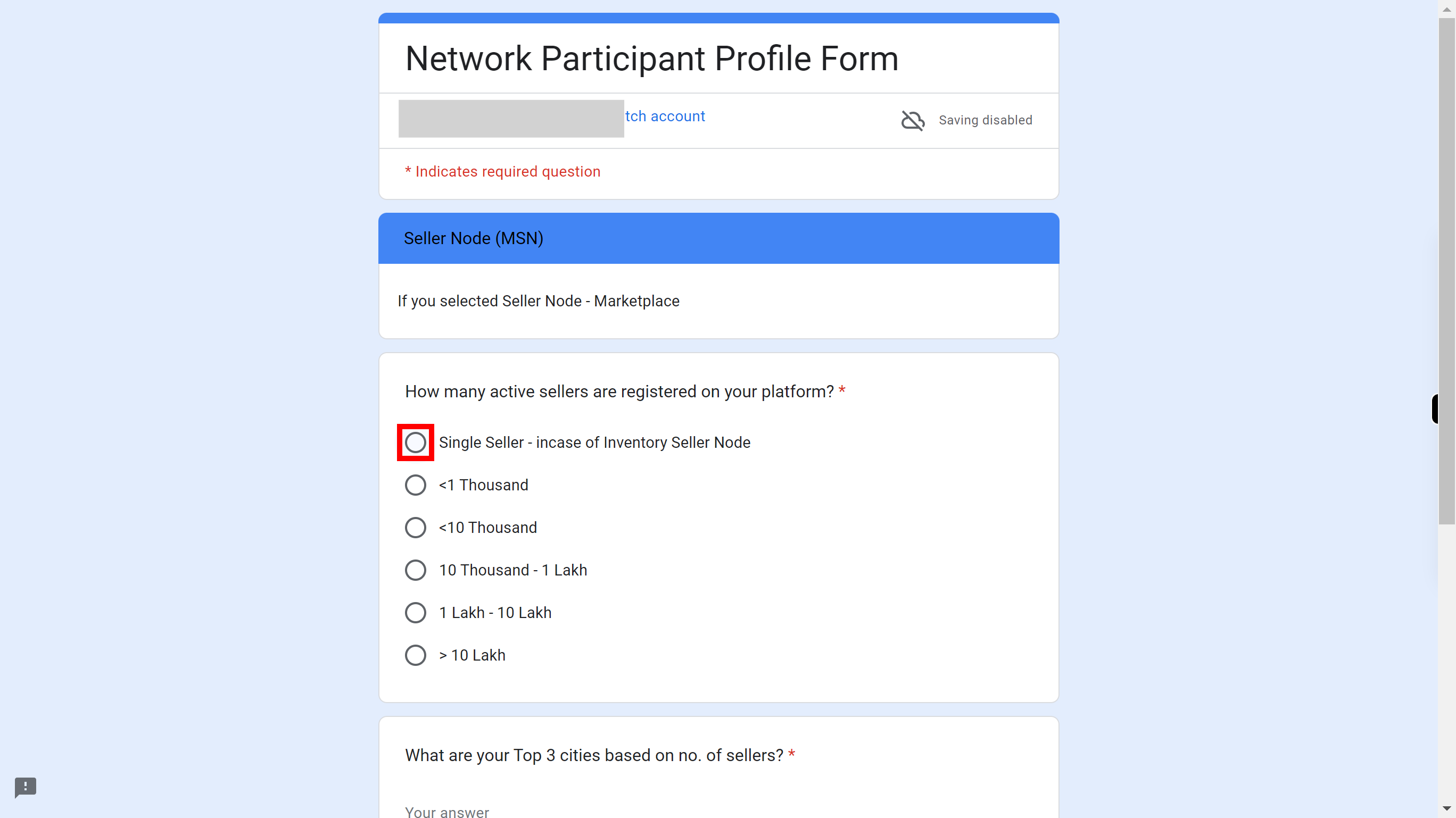 Network Participant Profile Form