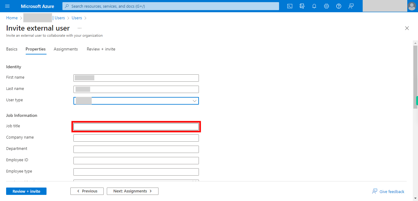 Invite external user - Microsoft Azure