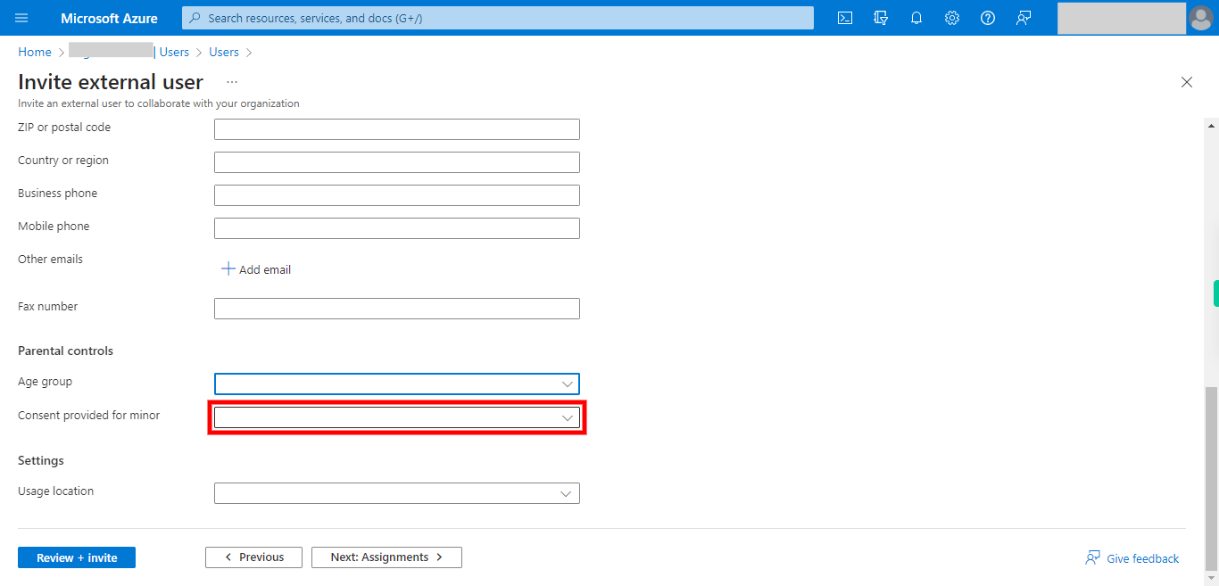 Invite external user - Microsoft Azure