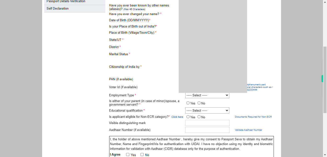 Applicant Details : Apply for Fresh Passport / Reissue of Passport | Passport Seva