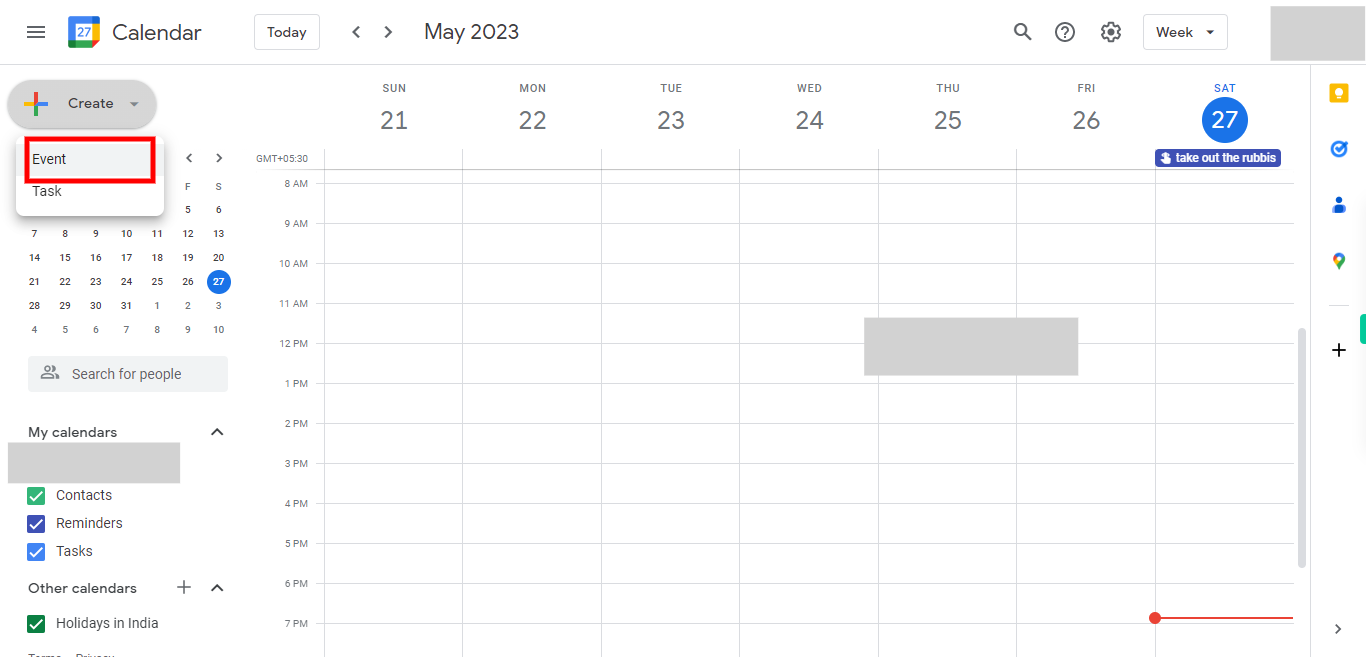 Google Calendar - Week of 21 May 2023