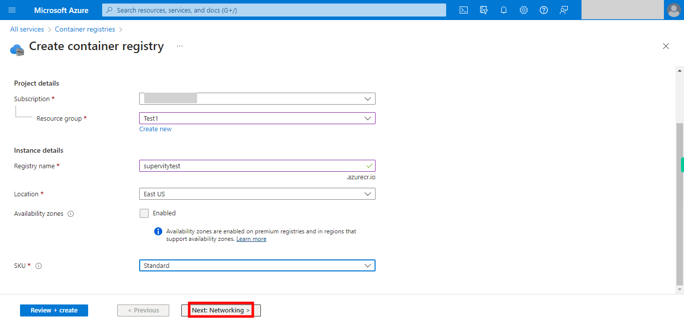 Create container registry - Microsoft Azure