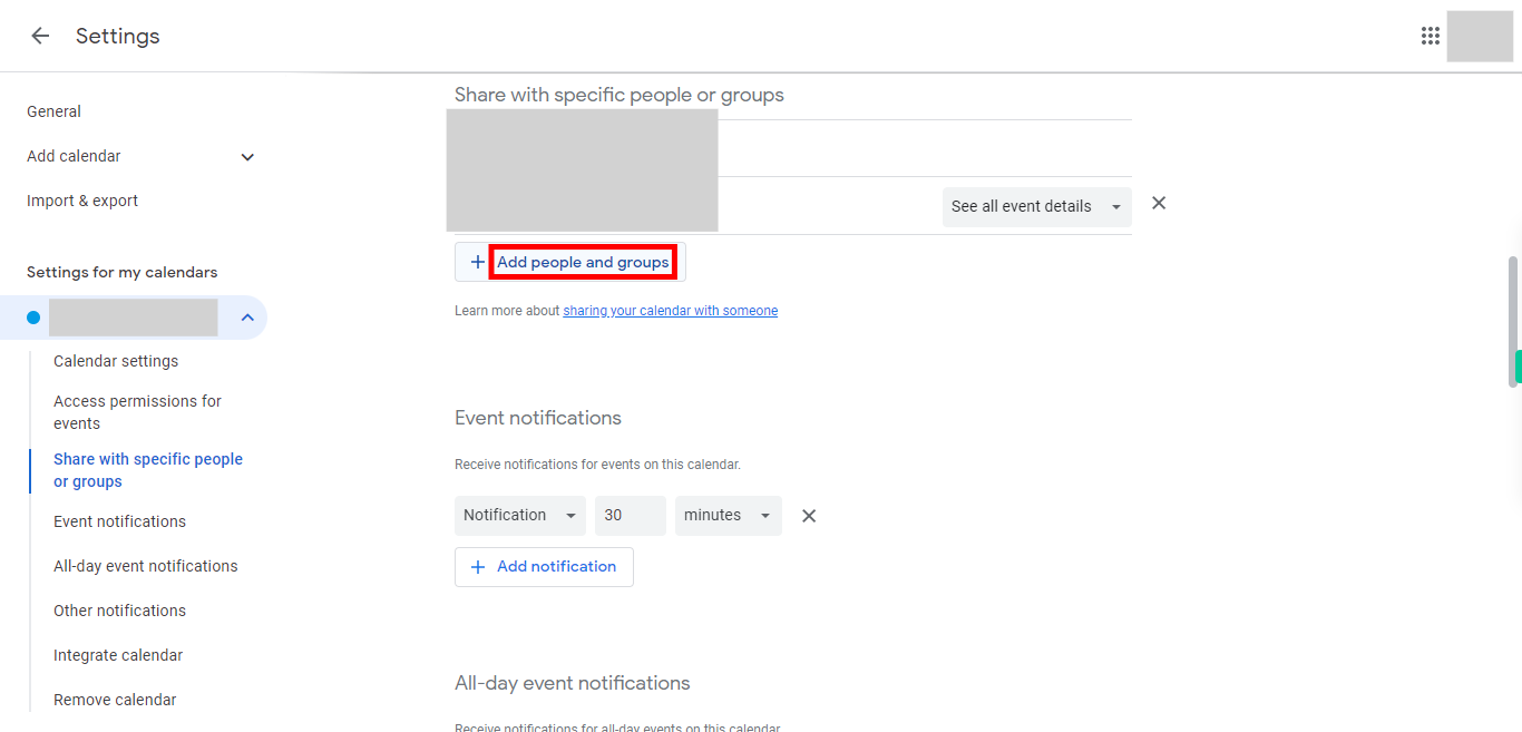 Google Calendar - Calendar settings for Sangu Rohith