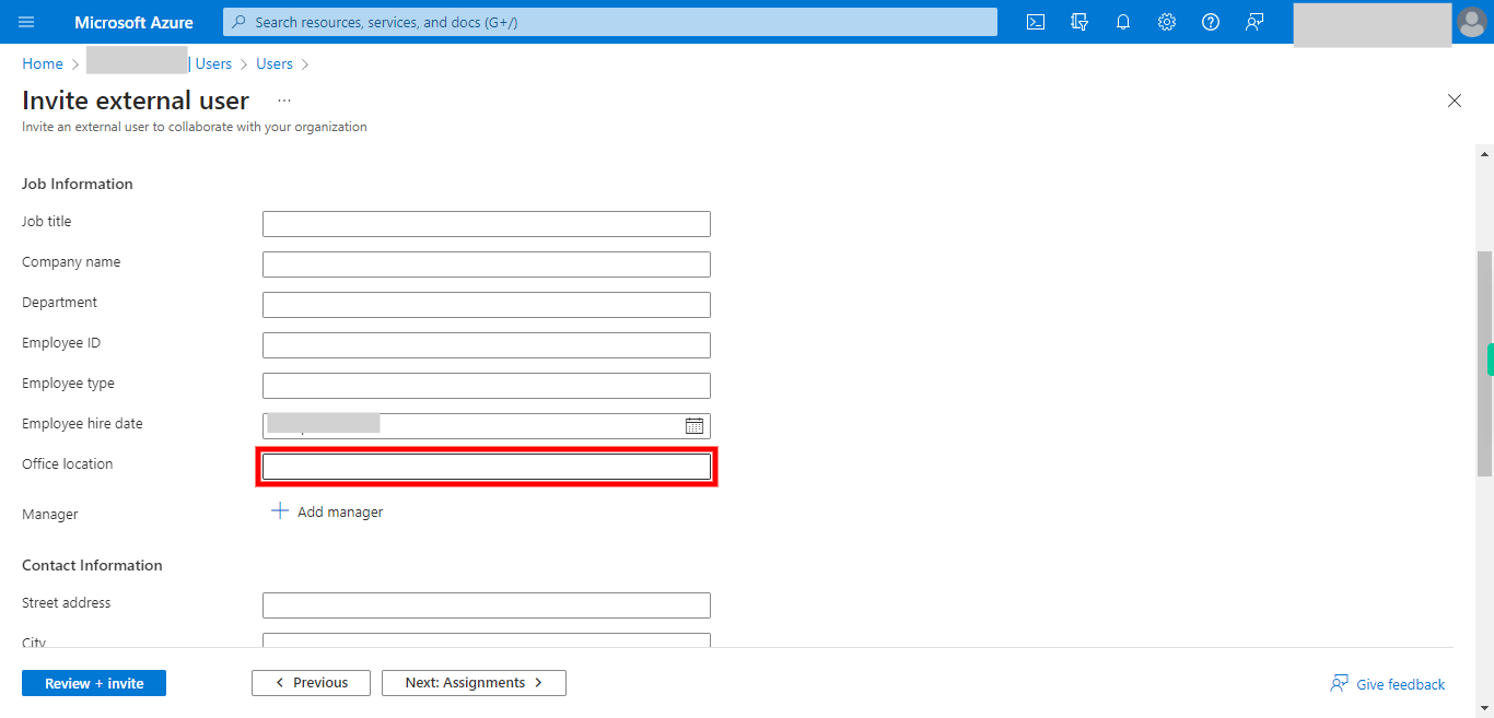 Invite external user - Microsoft Azure