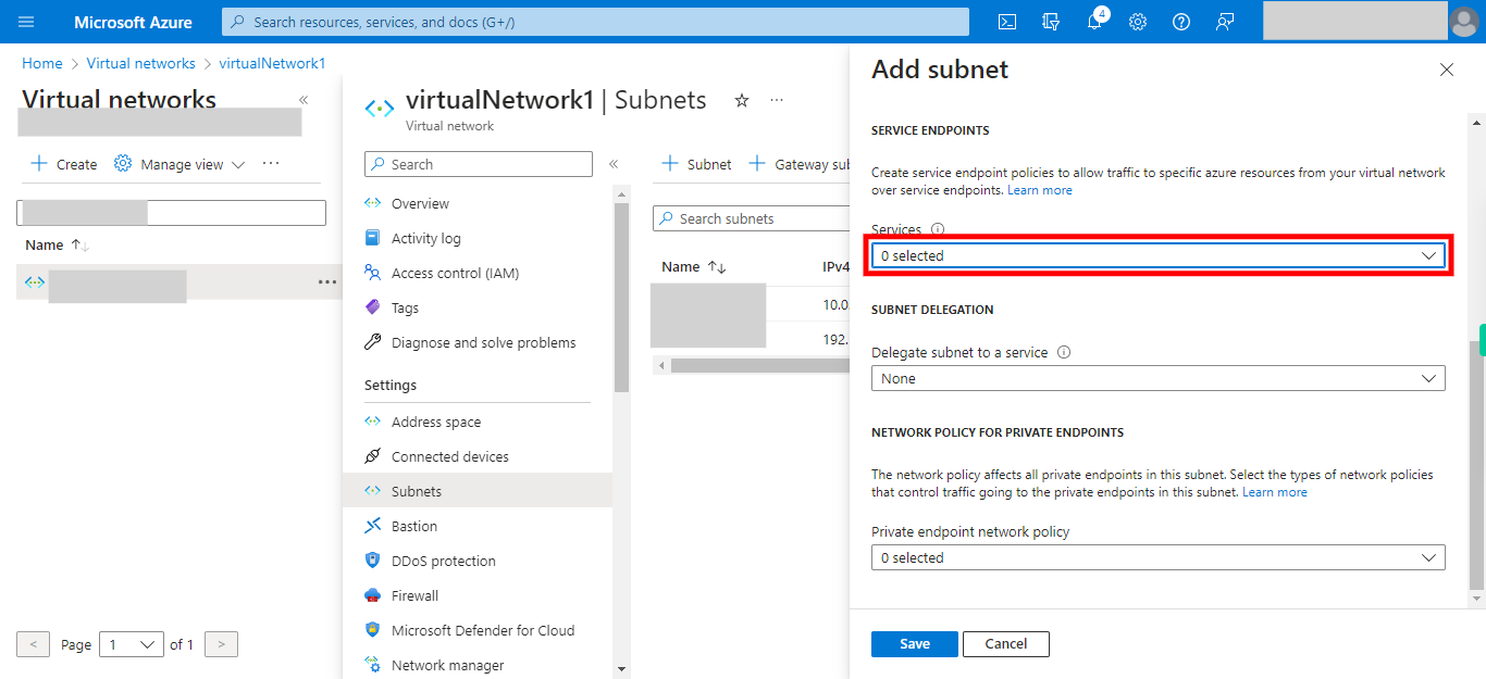 Add subnet - Microsoft Azure