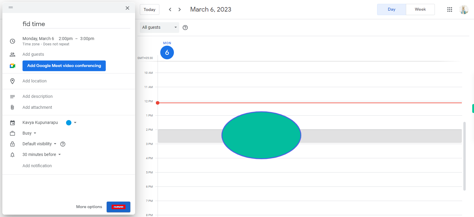 Google Calendar - Create event