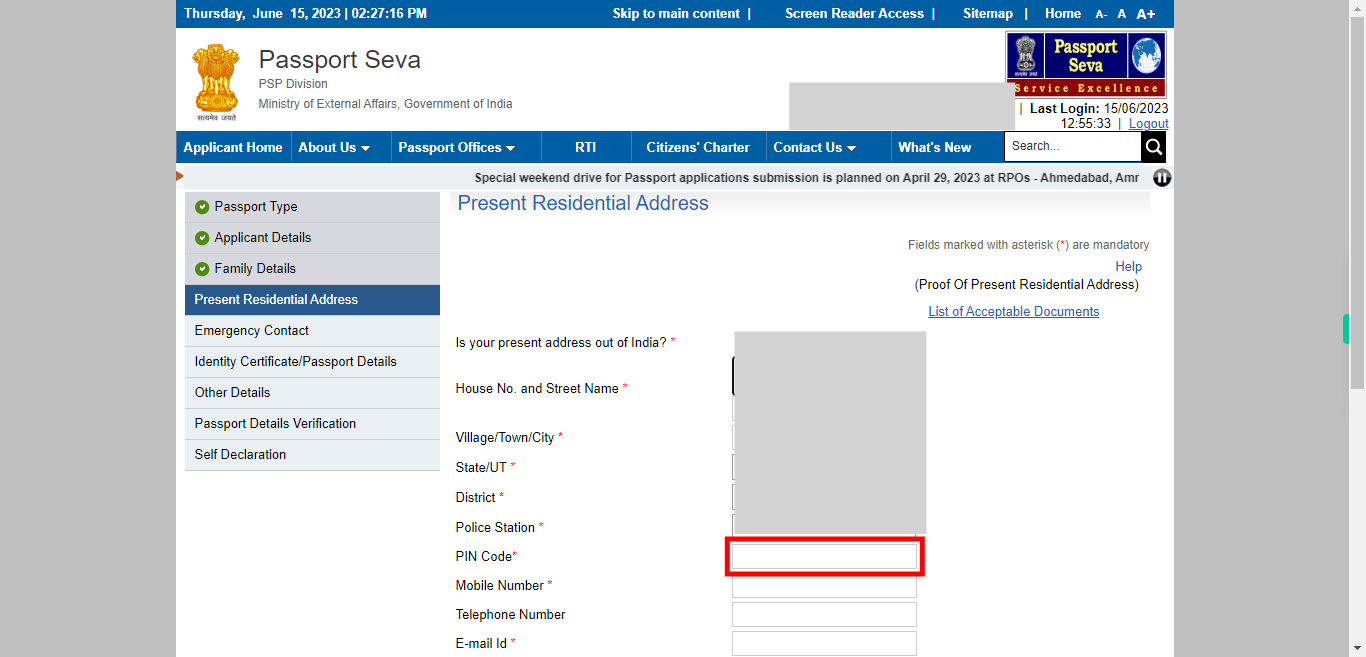 Present Address : Apply for Fresh Passport / Reissue of Passport | Passport Seva