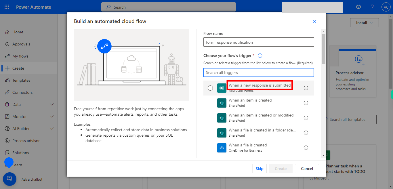 Create your flow | Power Automate