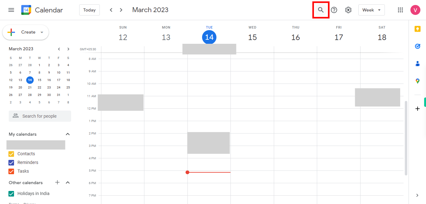 Google Calendar - Week of March 12, 2023