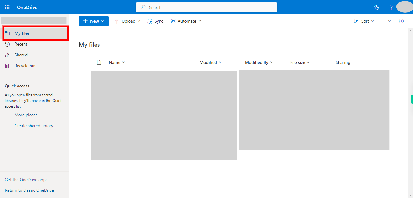 My files - OneDrive