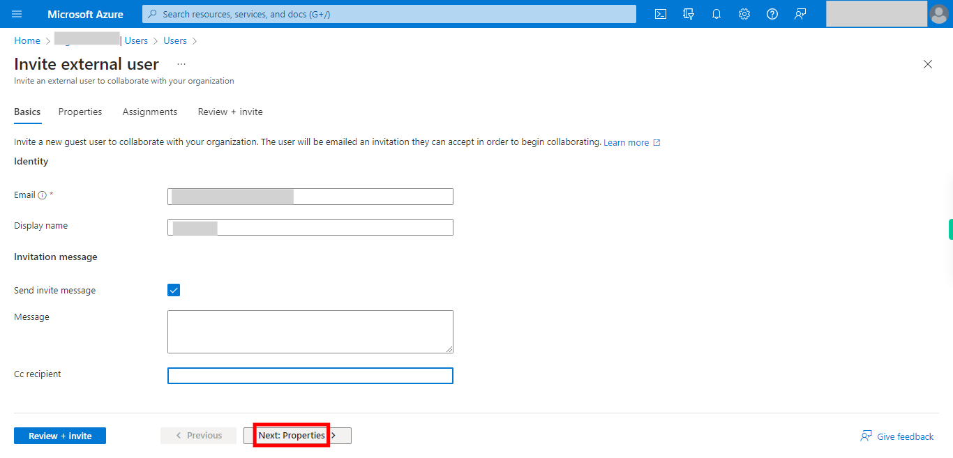 Invite external user - Microsoft Azure