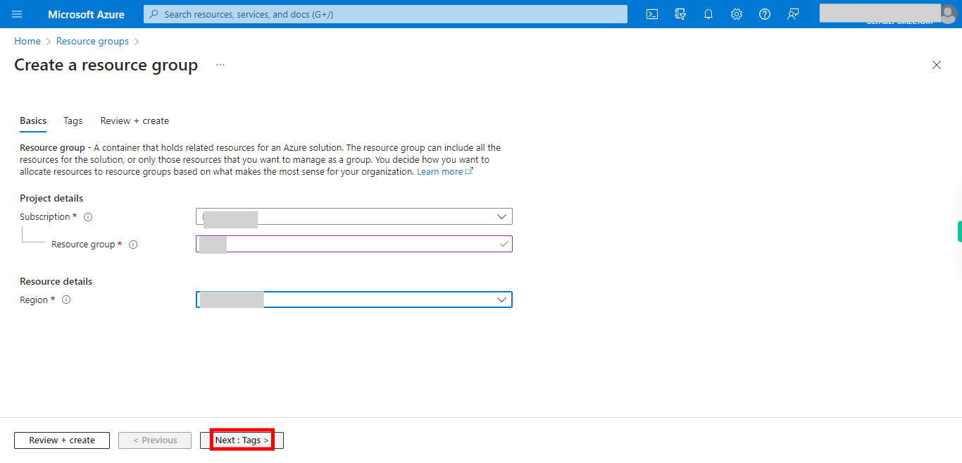 Create a resource group - Microsoft Azure