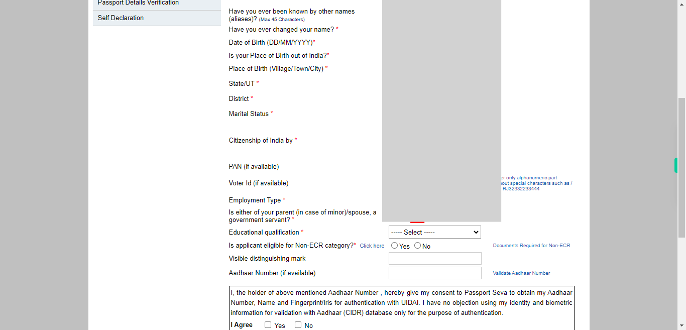 Applicant Details : Apply for Fresh Passport / Reissue of Passport | Passport Seva