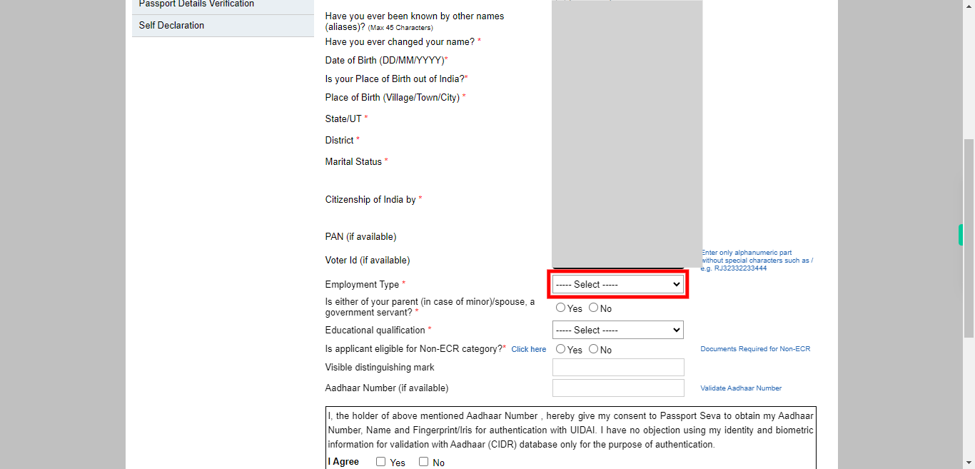 Applicant Details : Apply for Fresh Passport / Reissue of Passport | Passport Seva