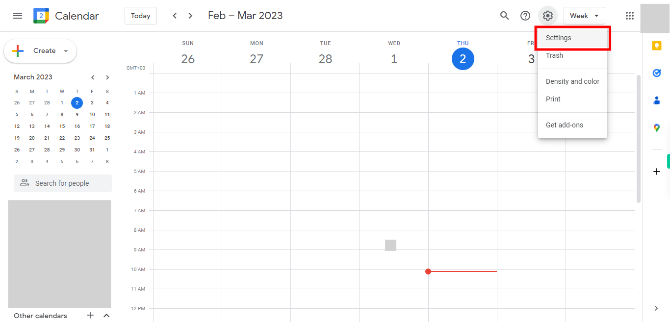 Google Calendar - Week of February 26, 2023