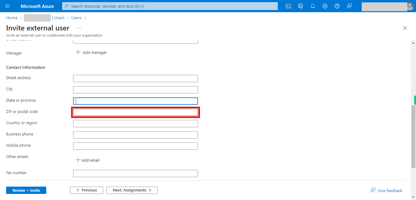 Invite external user - Microsoft Azure