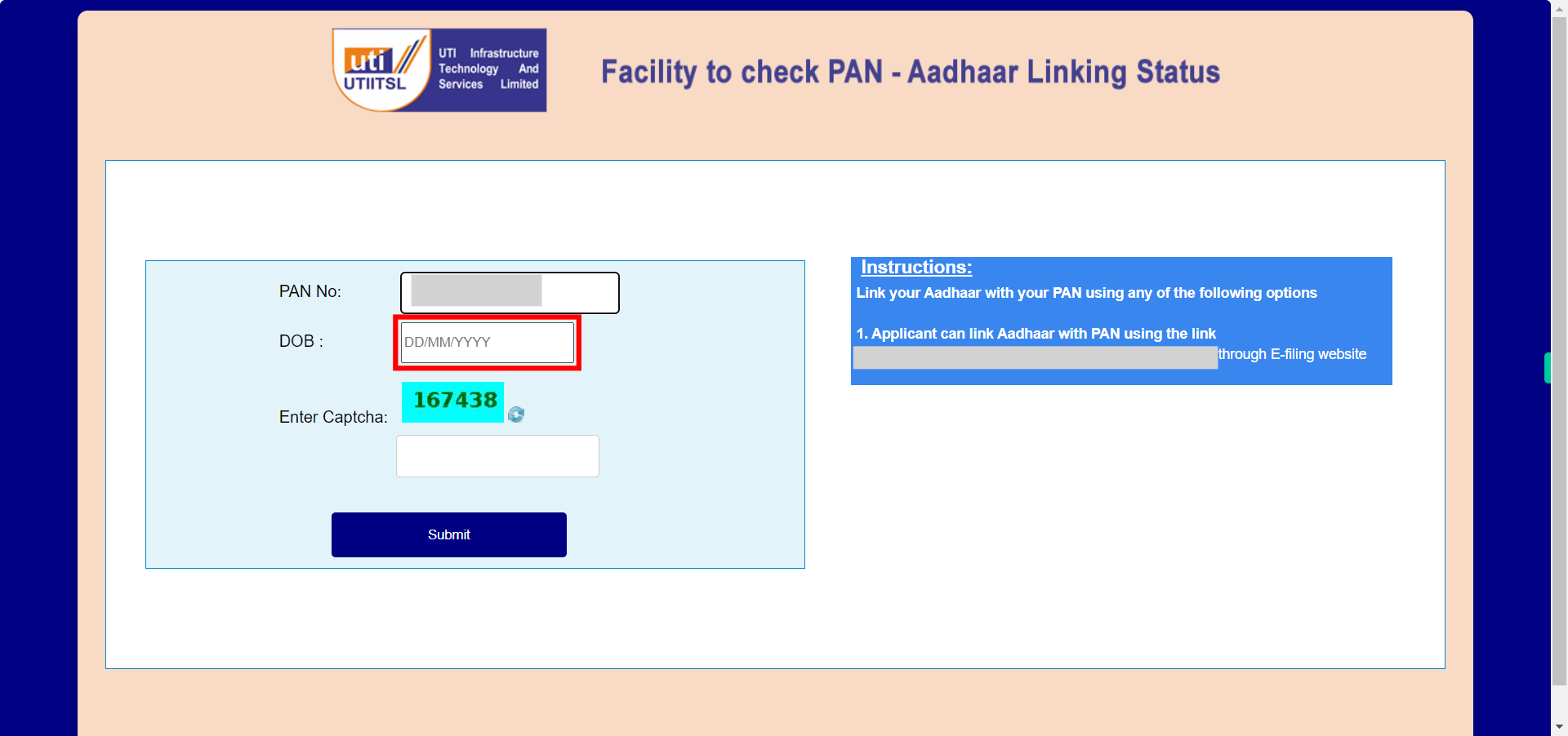 PAN Aadhaar Linking Check