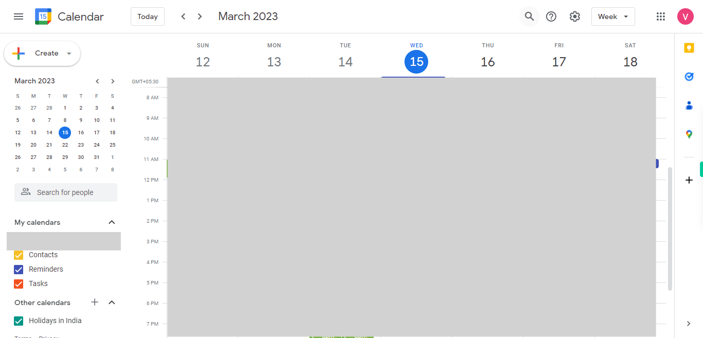 Google Calendar - Week of March 12, 2023