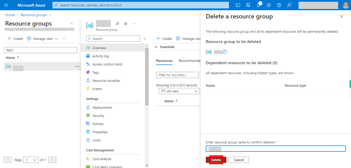 Delete a resource group - Microsoft Azure