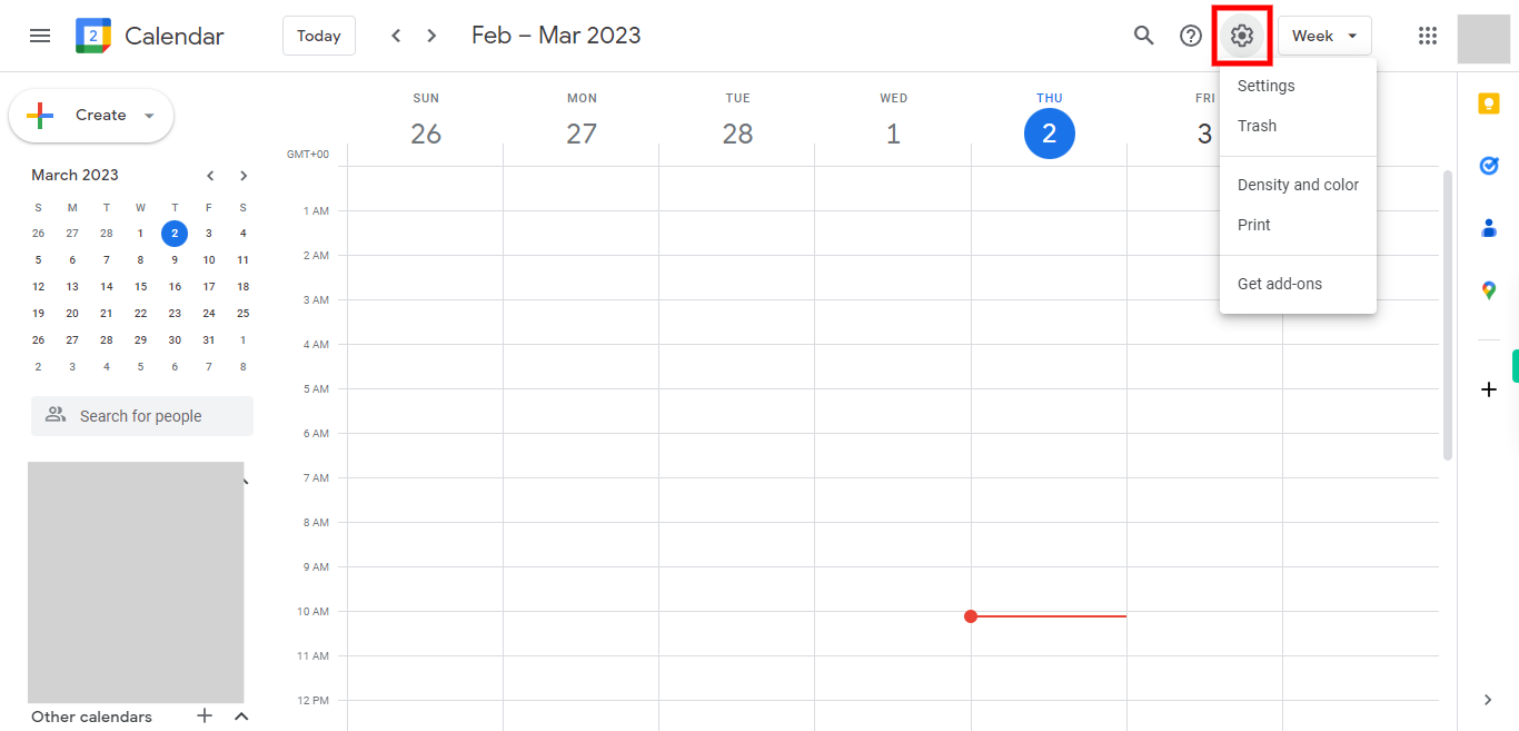 Google Calendar - Week of February 26, 2023