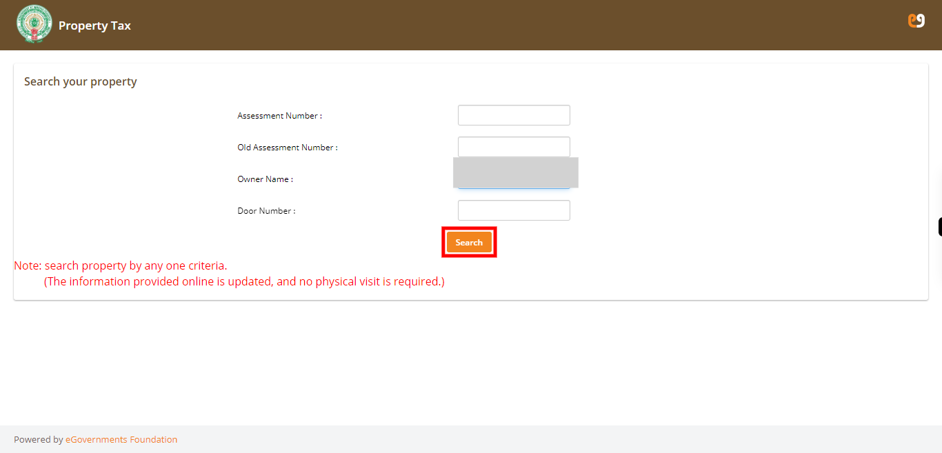 eGov - Search your property