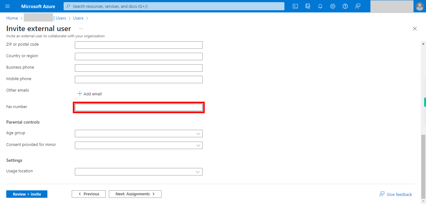 Invite external user - Microsoft Azure