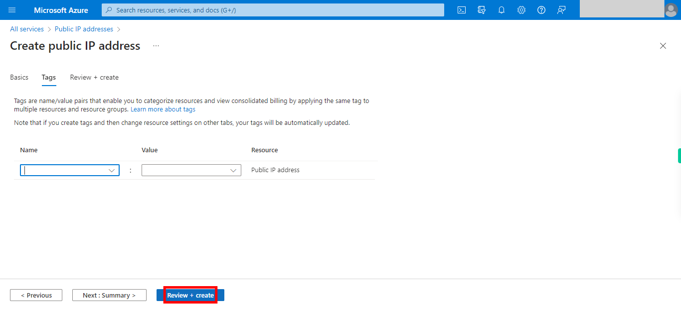 Create public IP address - Microsoft Azure