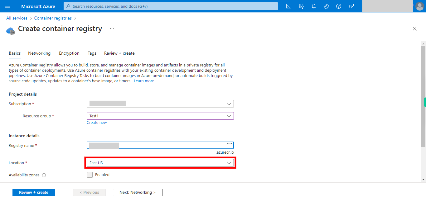 Create container registry - Microsoft Azure